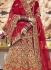 Orange red shaded velvet embroidered heavy designer Indian wedding lehenga choli 4706