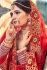 Red satin embroidered heavy designer Indian wedding lehenga choli 4708