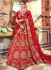 Red satin embroidered heavy designer Indian wedding lehenga choli 4708