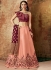 Indian wedding peach and maroon silk wedding lehenga 7707