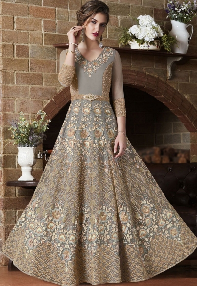 Dusty net Indian wedding wear anarkali suit 4505