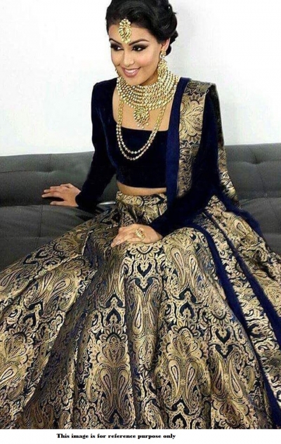 blue wedding lengha