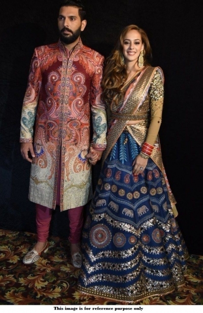 Bollywood model Digital print wedding lehenga
