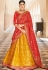 Yellow and red banarasi silk wedding lehenga