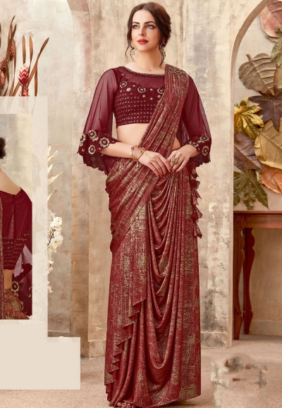 Rustic color designer party wear saree