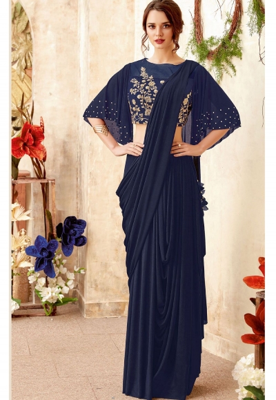 Navy blue designer party wear saree