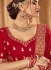 Red color Velvet Indian Bridal Lehenga choli 4428