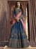 Blue pink silk Indian wedding lehenga choli 905