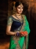 Turquoise and blue silk designer party wear saree