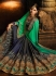 Turquoise and blue silk designer party wear saree