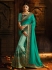 Aqua blue and green silk designer party wear saree