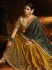Mustuard and green satin silk designer party wear saree