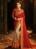 Red and Beige Barfi silk designer party wear saree