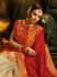 Red and Beige Barfi silk designer party wear saree