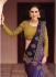 Violet and green barfi silk Indian designer saree