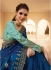 Royal blue Barfi silk Indian designer Saree