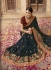 Dark blue and red barfi silk Indian wedding Saree