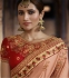 Peach color gulmohar silk Indian wedding Saree