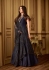 Sonal Chauhan Navy blue banarasi silk Wedding anarkali