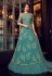 Teal color Net gown style Indian wedding anarkali