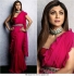 Bollywood Shilpa Shetty Pink Georgette Ruffle saree