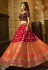 Red peach and purple Indian wedding Banarasi silk Lehenga