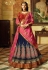 Navy Blue and Pink Banarasi silk Indian wedding lehenga