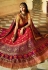 Red and yellow Banarasi silk Indian wedding lehenga