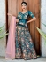 Teal green satin silk Indian wedding lehenga