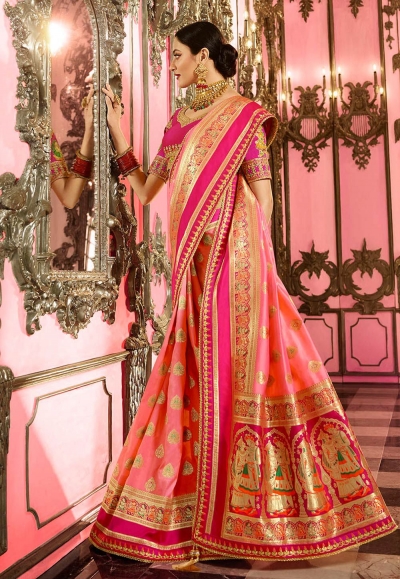 Light pink Indian Wedding Silk saree
