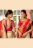 Off white and red Indian Wedding silk saree