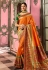 Mustard yellow and green Indian wedding Silk Saree