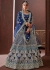 Navy blue apple silk Indian wedding lehenga