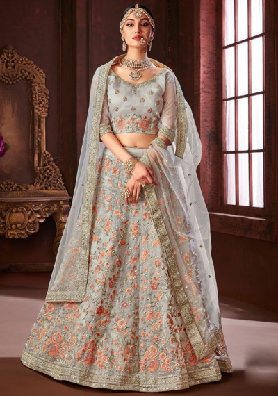 grey wedding lehenga