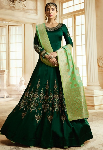 Green barfi silk Indian Wedding anarkali