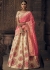 Cream and pink banarasi silk Indian wedding lehenga