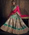 Green and pink banarasi silk Indian wedding lehenga