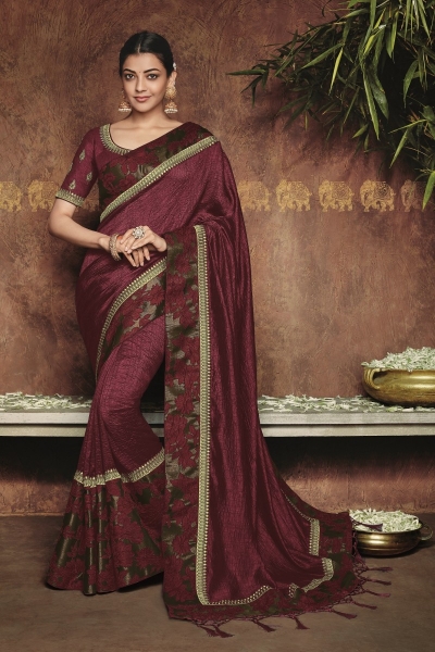 kajal aggarwal dark maroon colour 1222KM