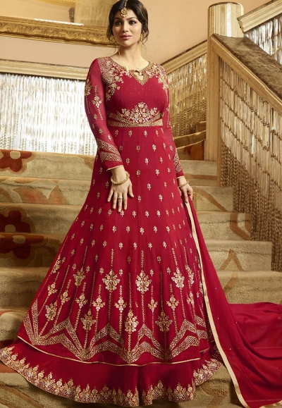 Ayesha Takia Maroon Georgette Anarkali Suit 22026