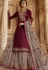 Wine and Grey Satin Georgette Lehenga and Churidar Designer Suit 3003