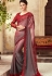 Maroon and Grey Satin Georgette Party Wear Saree With Border 22001