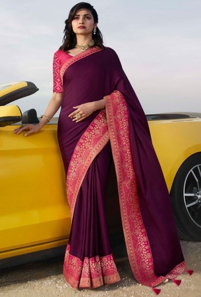 prachi desai plum silk saree 20586