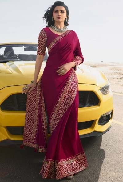 prachi desai wine silk saree 20582