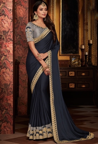 black saree with silk blouse 1712