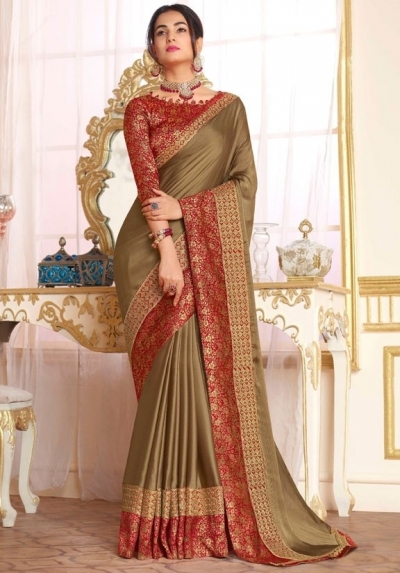 sonal chauhan beige brown saree RG105196