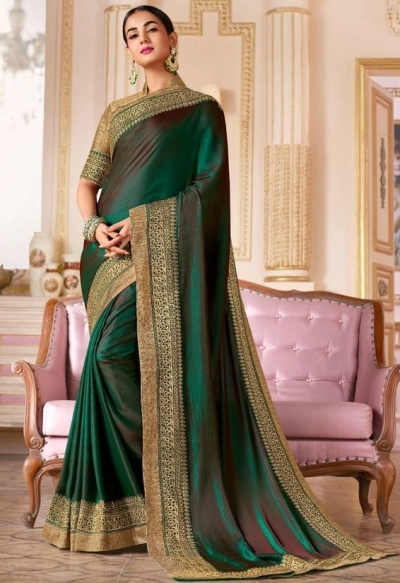 sonal chauhan bottle green saree RG105189