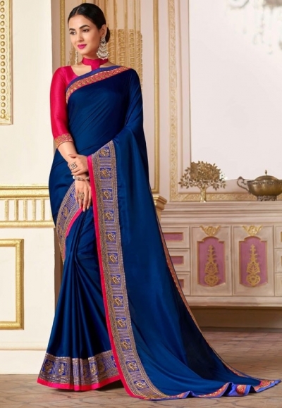 sonal chauhan royal blue saree RG105188