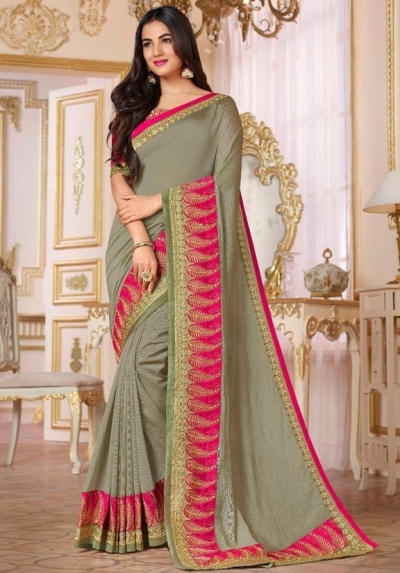 sonal chauhan misty grey saree RG105187