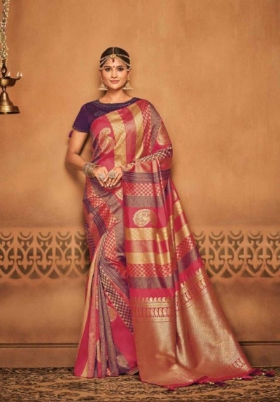 multicolor silk jacquard saree 989