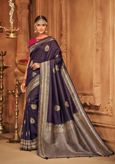 midnight blue silk jacquard saree 984a